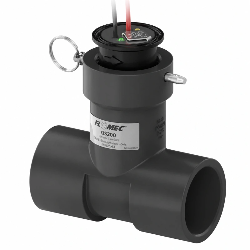 GPI Flomec QS200 Ultrasonic Flow Meter in 3″ PVC Tee Slip 2.06 to 309 GPM 150 PSI (QS20030)
