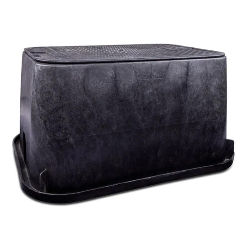 NDS Standard Jumbo 13″ x 20″ 12″ Deep Overlapping Polypropylene/HDPE Valve Box, Black (117BC BLK)