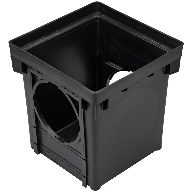NDS 12" Square 2-Outlet Black Catch Basin Kit | NDS1200NGBKIT