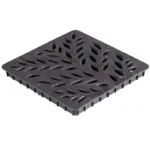 NDS 12" Square HDPE Black Catch Basin Decorative Botanical Drain Grate | NDS1218