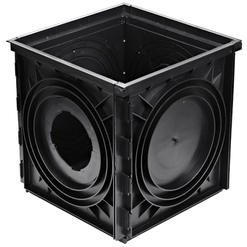 NDS 18″ Square Expandable Catch Basin, 2-Outlet Black (1800)