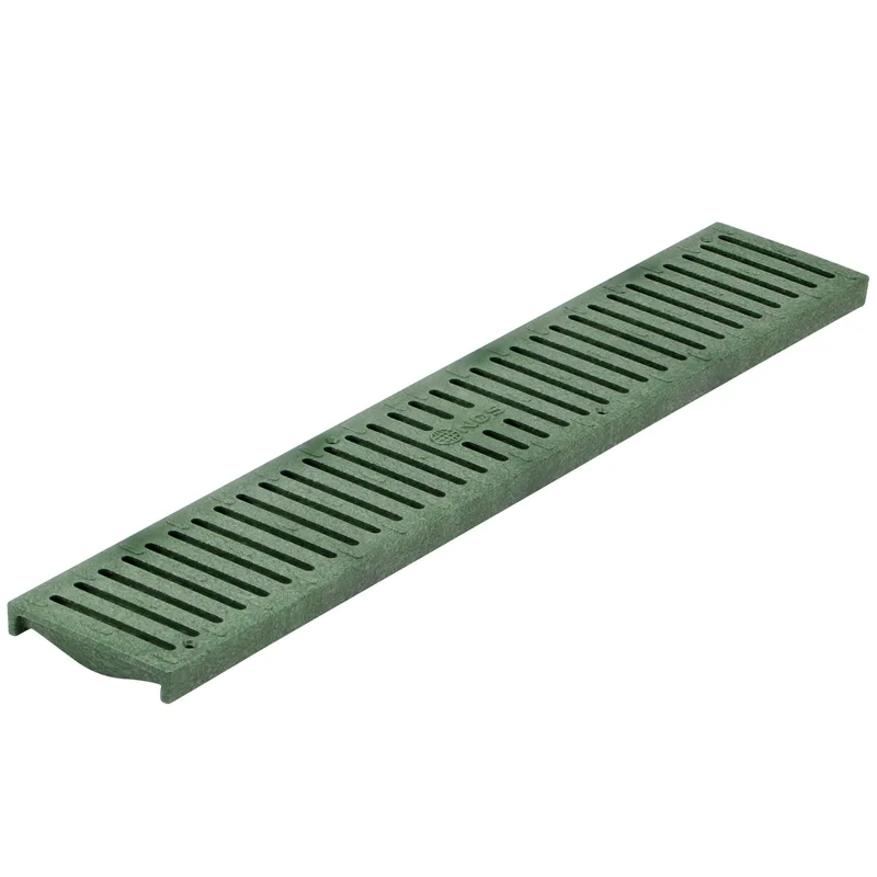 NDS Spee-D Channel 2' x 4-1/8" Rectangular Drain Grate, Green HDPE Flat (242)