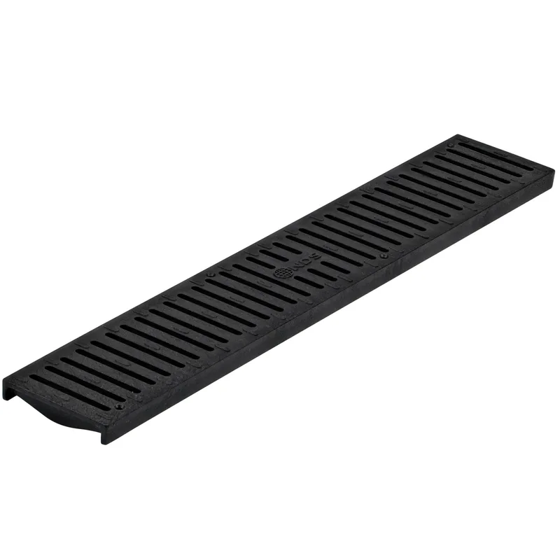 NDS Spee-D Channel 2' x 4-1/8" Rectangular Drain Grate, Black HDPE Flat (243)