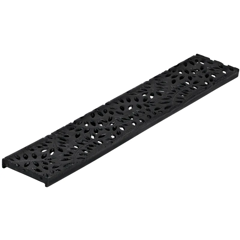 NDS Spee-D Channel 2′ x 4-1/8″ Rectangular Drain Grate, Black Botanical Cast Iron (252CI)