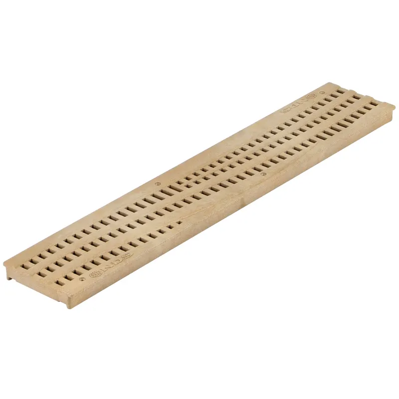 NDS Spee-D Channel 2' x 4-7/16" Rectangular Drain Grate, Sand HDPE Decorative Wave (253S)