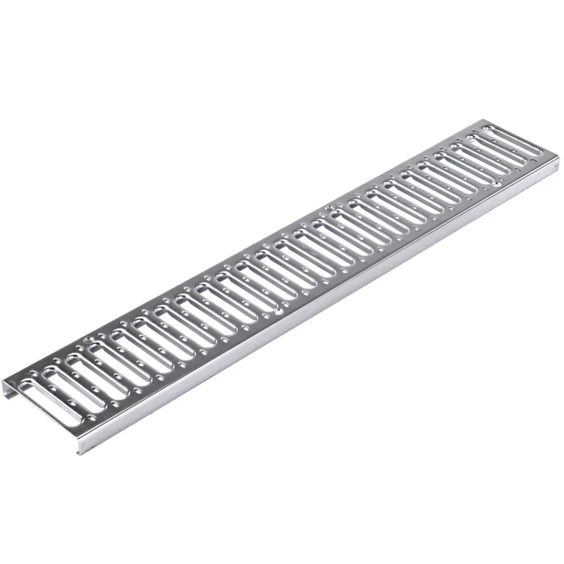 NDS Spee-D Channel 2' x 4-1/8" Rectangular Drain Grate, Gray Galvanized Steel (254)