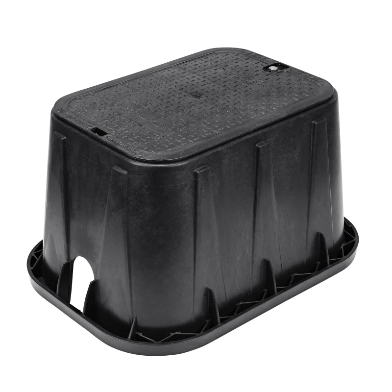 313BCBRBLK.webp NDS Pro-Spec Valve Box 19" x 14" 12" Deep Overlapping Bolt-Down Lid Black/Black (313BCBRBLK)