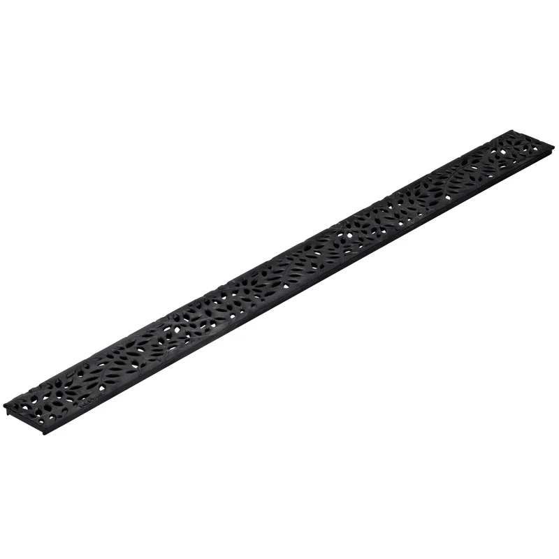 NDS 36" Rectangular Polypropylene Black Mini Decorative Botanical Channel Grate (554)