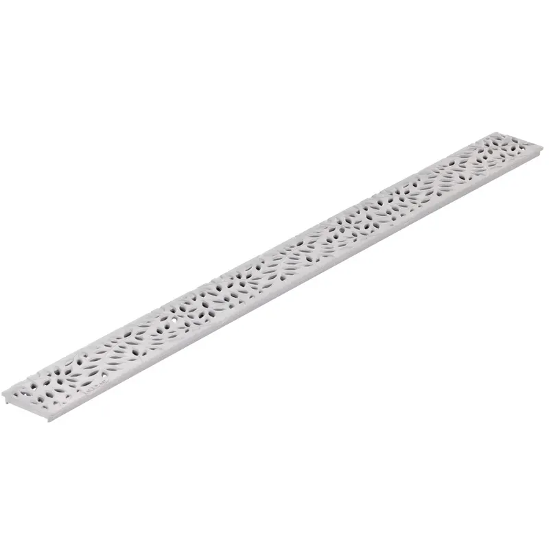 NDS Mini Channel 3' Rectangular Drain Grate, Gray Botanical (554GY)