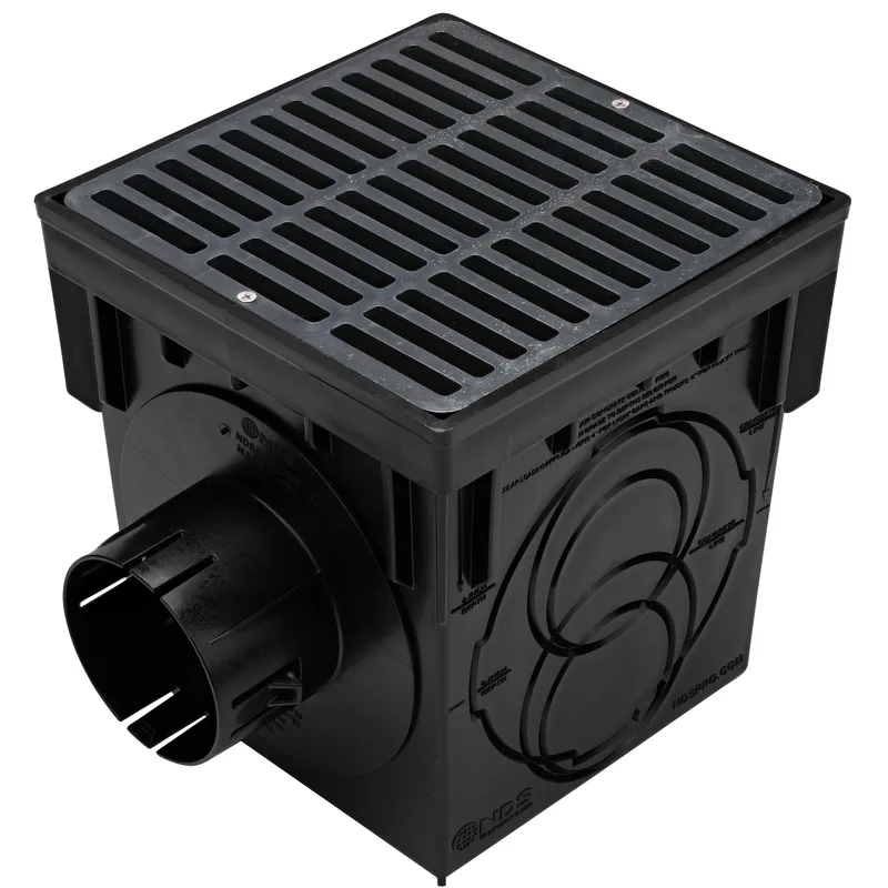 NDS 9" Square Catch Basin Kit, 2-Outlet Black (900BLKIT)