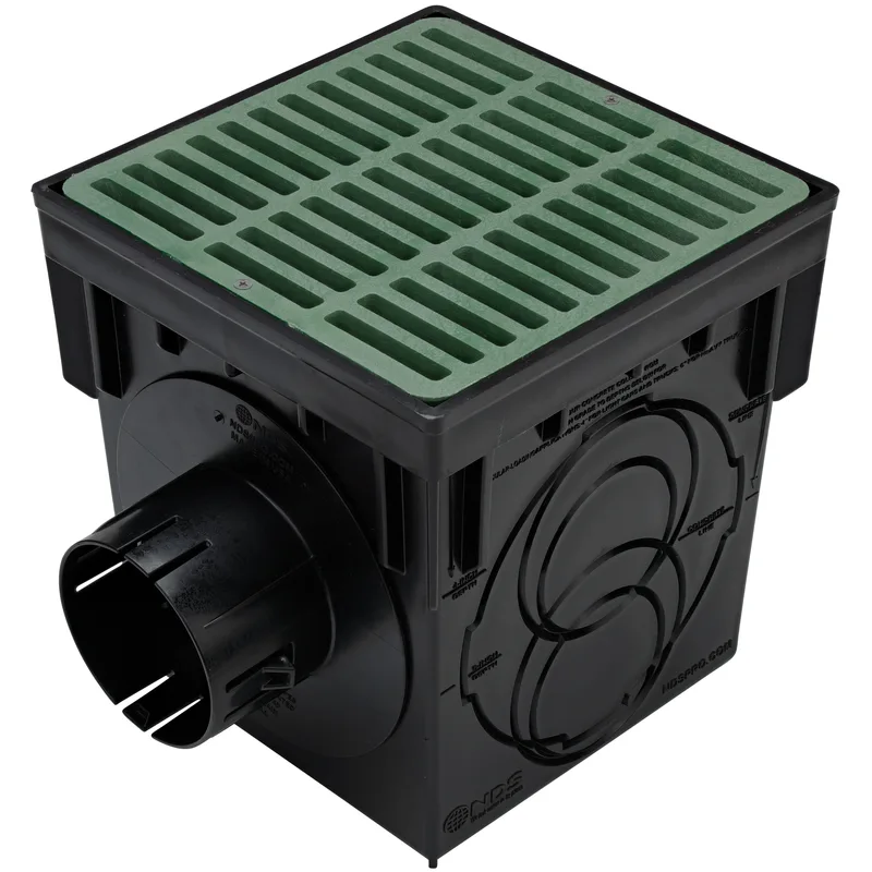 NDS 9" Square Catch Basin Kit, 2-Outlet Green (900GRKIT)
