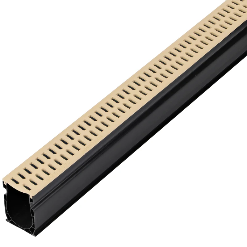 NDS 2-1/4" x 9' PVC Sand Flat Slim Channel with Grate | NDS9209SAND