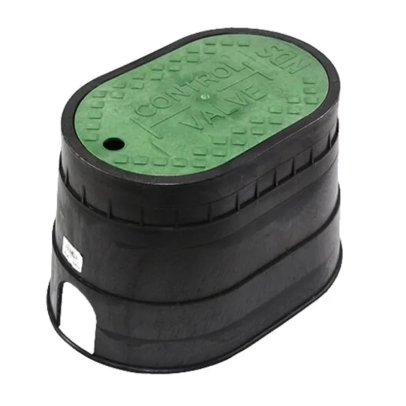 NDS Standard 8" x 14" Oval Drop-In Valve Box, HDPE, Black/Green (M4-SG)