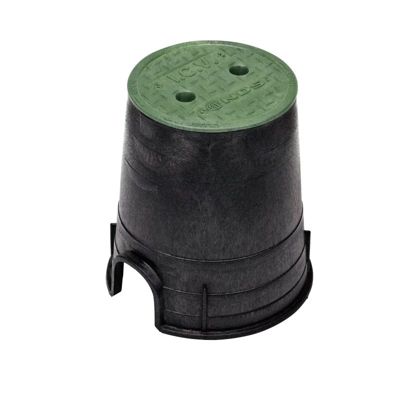 NDS Standard 6″ Round Overlapping Valve Box, HDPE, Black/Green (107BC)