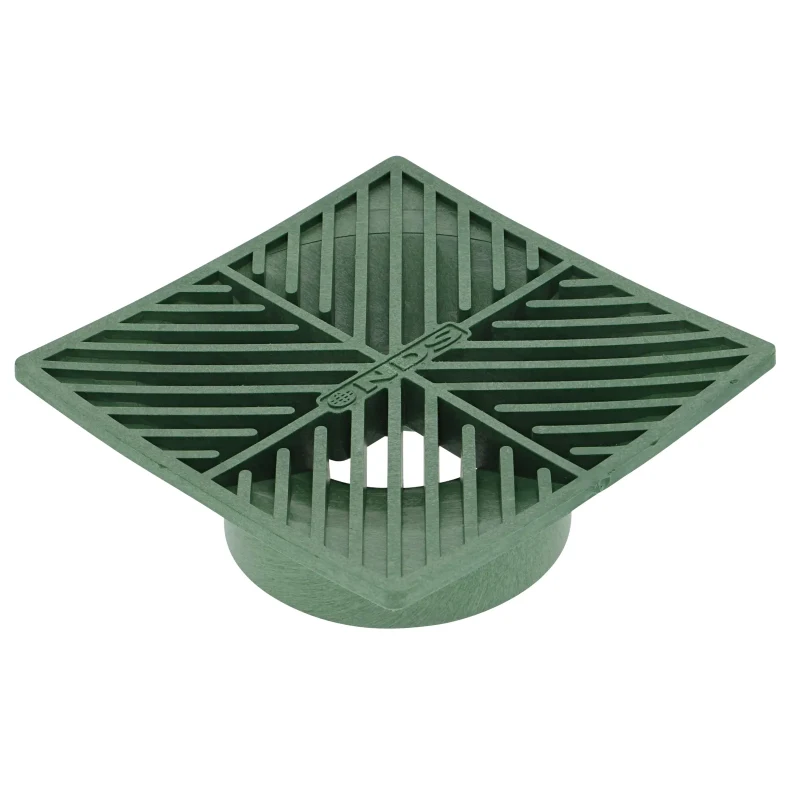 NDS 6 in. Square Grate, Connects to 3 in. and 4 in. Drain Pipes and Fittings, Green Plastic (5)