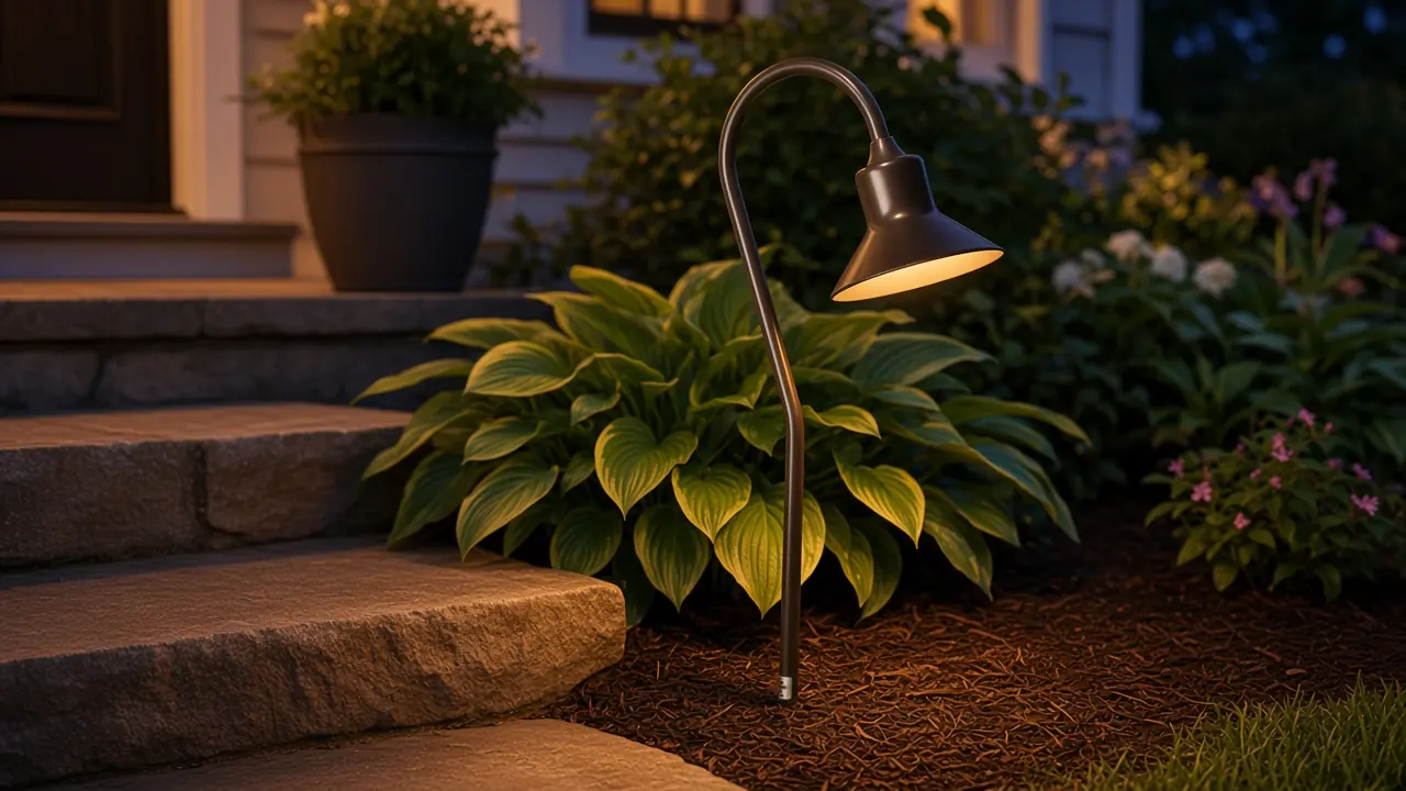 FX Luminaire TD path light beside a front step