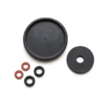 Superior 800 Series electric valve adapter repair kit diaphragm, flat black ring, flat red washers, and rounded black seals